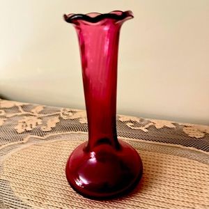 Vintage Cranberry Glass Bud Vase